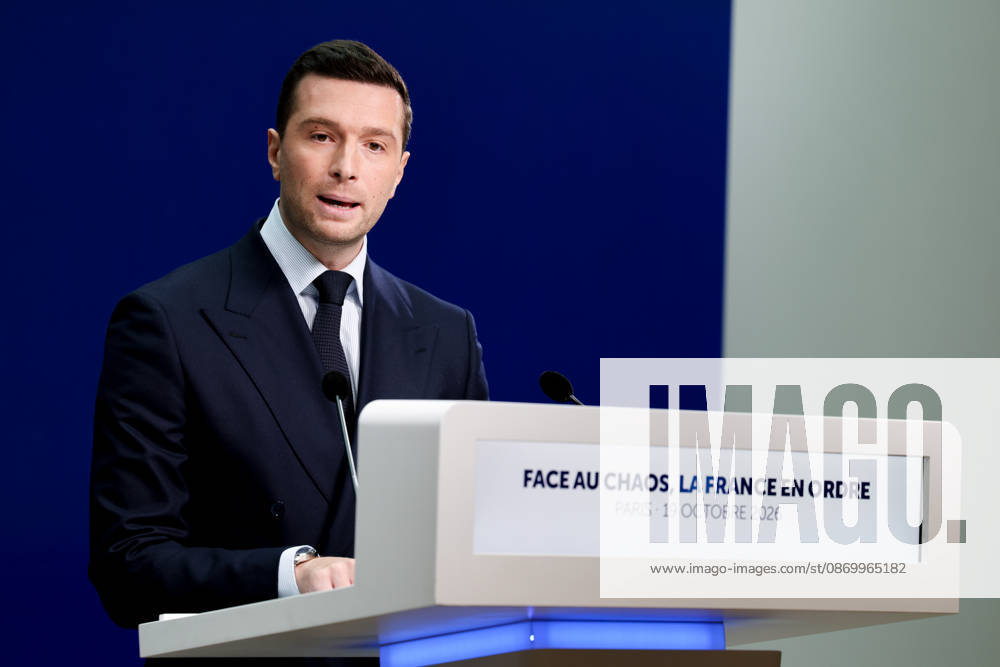 Press Conference: France in Order Amid Chaos by Jordan Bardella Following the Events of October 17 and 18, 2026 Press conference by Jordan Bardella following the demonstration on October 17, 460594, 2026, October 19, France, Bardella, Jordan