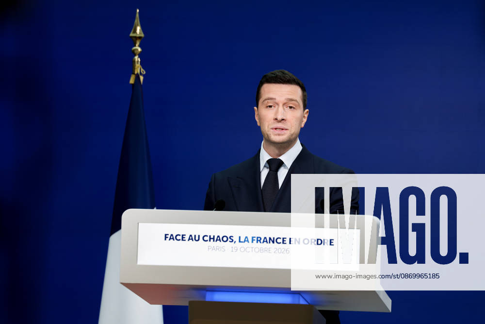 Press Conference: France in Order Amid Chaos by Jordan Bardella Following the Events of October 17 and 18, 2026 Press conference by Jordan Bardella following the demonstration on October 17, 460594, 2026, October 19, France, Bardella, Jordan