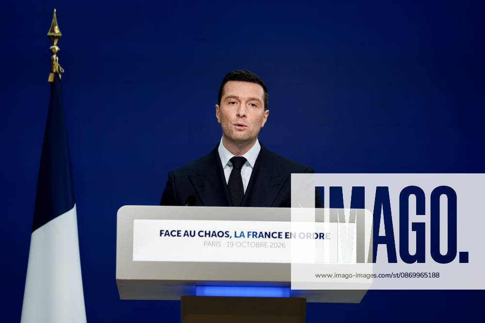 Press Conference: France in Order Amid Chaos by Jordan Bardella Following the Events of October 17 and 18, 2026 Press conference by Jordan Bardella following the demonstration on October 17, 460594, 2026, October 19, France, Bardella, Jordan