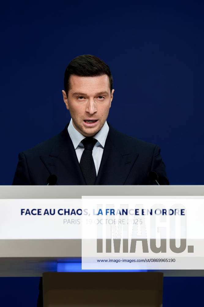 Press Conference: France in Order Amid Chaos by Jordan Bardella Following the Events of October 17 and 18, 2026 Press conference by Jordan Bardella following the demonstration on October 17, 460594, 2026, October 19, France, Bardella, Jordan