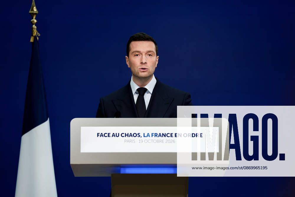 Press Conference: France in Order Amid Chaos by Jordan Bardella Following the Events of October 17 and 18, 2026 Press conference by Jordan Bardella following the demonstration on October 17, 460594, 2026, October 19, France, Bardella, Jordan
