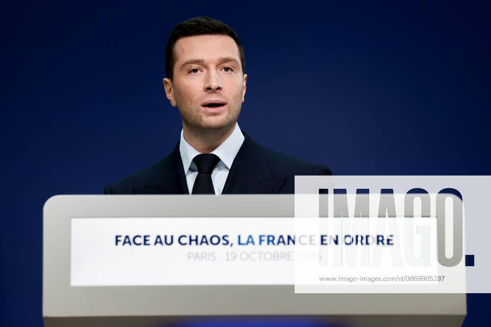 Press Conference: France in Order Amid Chaos by Jordan Bardella Following the Events of October 17 and 18, 2026 Press conference by Jordan Bardella following the demonstration on October 17, 460594, 2026, October 19, France, Bardella, Jordan