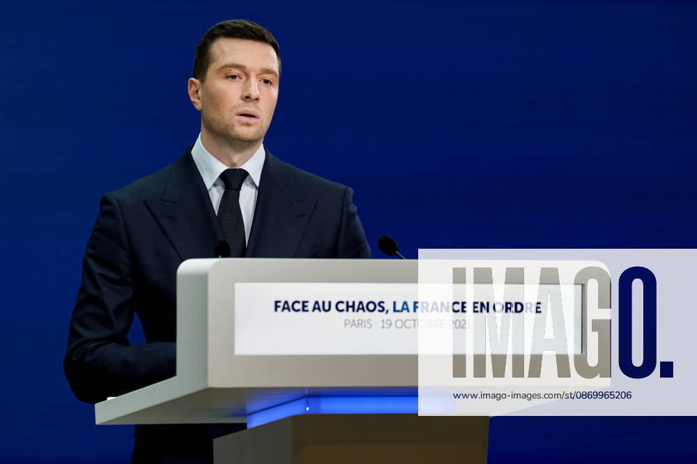 Press Conference: France in Order Amid Chaos by Jordan Bardella Following the Events of October 17 and 18, 2026 Press conference by Jordan Bardella following the demonstration on October 17, 460594, 2026, October 19, France, Bardella, Jordan