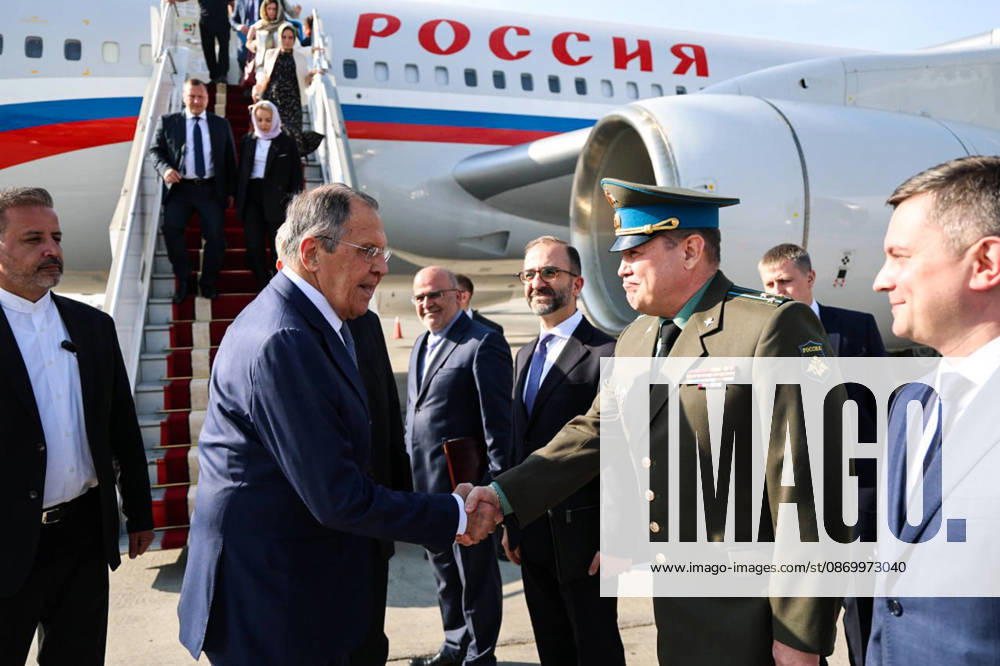IRAN, TEHRAN - OCTOBER 19, 2026: Sergei Lavrov (2nd L front), Russias Minister of Foreign Affairs, is pictured during a welcoming ceremony at the city s airport. Best quality available Tehran Iran - ZUMAt113 20261019_zaa_t113_125