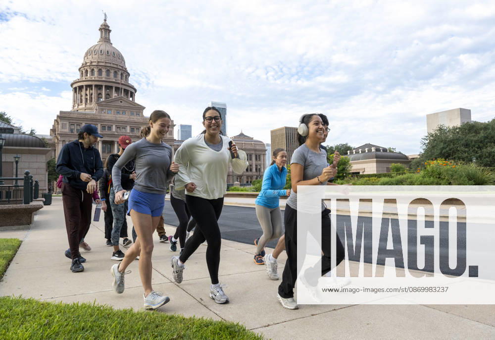 Students and others from the University of Texas take off from the Texas Capitol in downtown Austin to be among the first in line for the start of early voting Monday, October 19, 2026 in Texas. Texas is the battleground for many crucial mid-term November races, including Democrat James Talarico against Ken Paxton for U.S. Senate. Austin United States - ZUMAd150 20261019_znp_d150_001