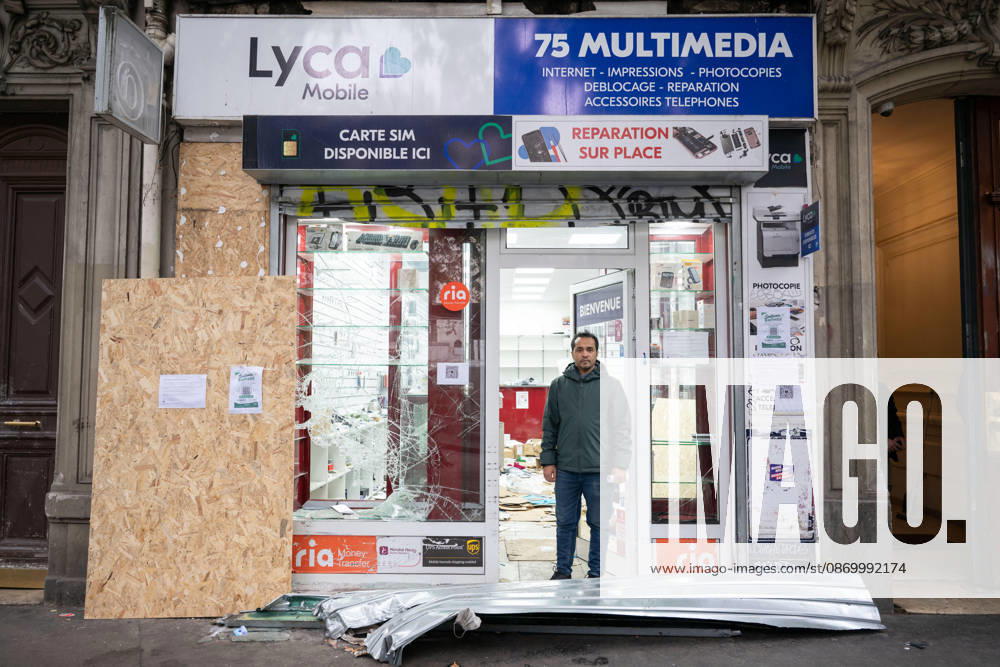 Shops Looted After the October 17th Demonstration - Paris AJ This photo shows the Owner of the store Lyca Mobile at the Boulevard de Magenta store after it has been looted, ransacked, and vandalized on October 19, 2026 two days after riots and looting occurred (pillage) on the sidelines of nationwide cost-of-living demonstrations. Photo by Alexis Jumeau ABACAPRESS.COM Paris France