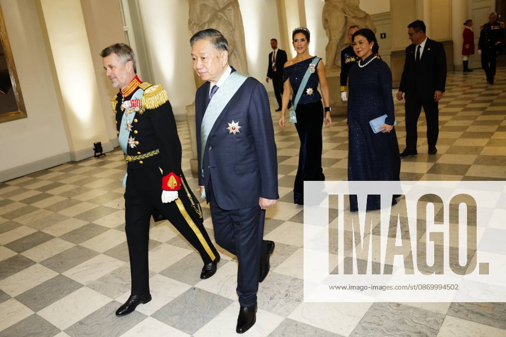Denmark State Visit from Vietnam: King Frederik and Queen Mary arrive at the gala dinner with Vietnam’s President, To Lam, and his spouse, Ngo Phuong Ly, at Christiansborg Palace in Copenhagen, Monday, October 19, 2026. Vietnam’s president and his spouse are on a three-day state visit to Denmark. Photo by Mads Claus Rasmussen, Scanpix 2026, Copenhagen, Denmark