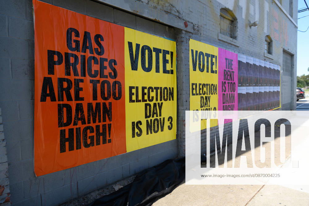 Early voting started in Dallas TX on Monday morning...Large posters on the wall in East Dallas Dallas USA - ZUMAa183 20261019_znp_a183_012