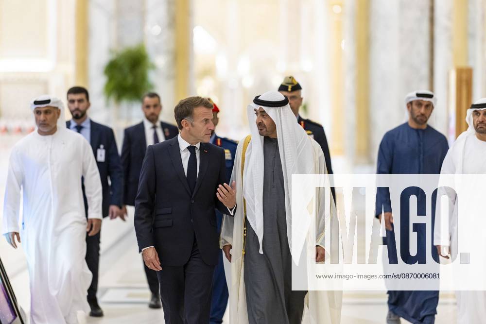 French President Emmanuel Macron in UAE ABU DHABI, UNITED ARAB EMIRATES - OCTOBER 19: (---- – MANDATORY CREDIT - UAE PRESIDENTIAL PALACE HANDOUT - NO MARKETING NO ADVERTISING CAMPAIGNS - DISTRIBUTED AS A SERVICE TO CLIENTS----) French President Emmanuel Macron meets with UAE President Sheikh Mohamed bin Zayed Al Nahyan at Qasr Al Watan Palace in Abu Dhabi, United Arab Emirates, on October 19, 2026. Macron arrived in Abu Dhabi for the second leg of his four-nation Gulf tour to discuss bilateral cooperation and regional issues. UAE Presidential Palace Handout Anadolu Abu Dhabi United Arab Emirates. Editorial use only. Please get in touch for any other usage.