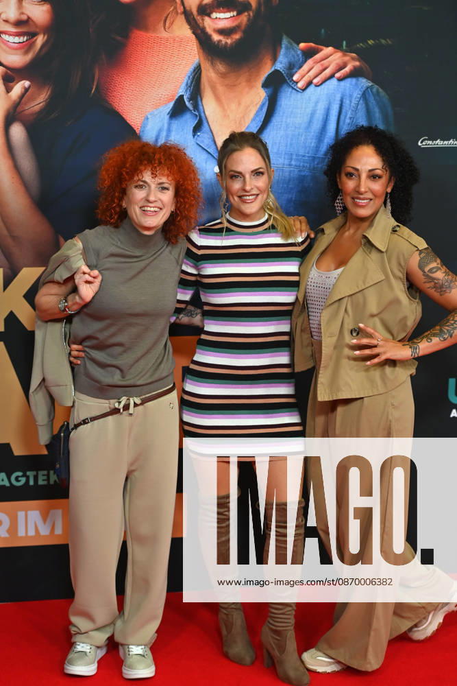 From left: Lucy DIAKOVSKA (No Angels), Sandy MOELLING (No Angels), Jessica WAHLS (No Angels) World premiere of *THE PERFECT VACATION* on October 19, 2026, at the Mathaeser Filmpalast in Munich. Photo call and red carpet.