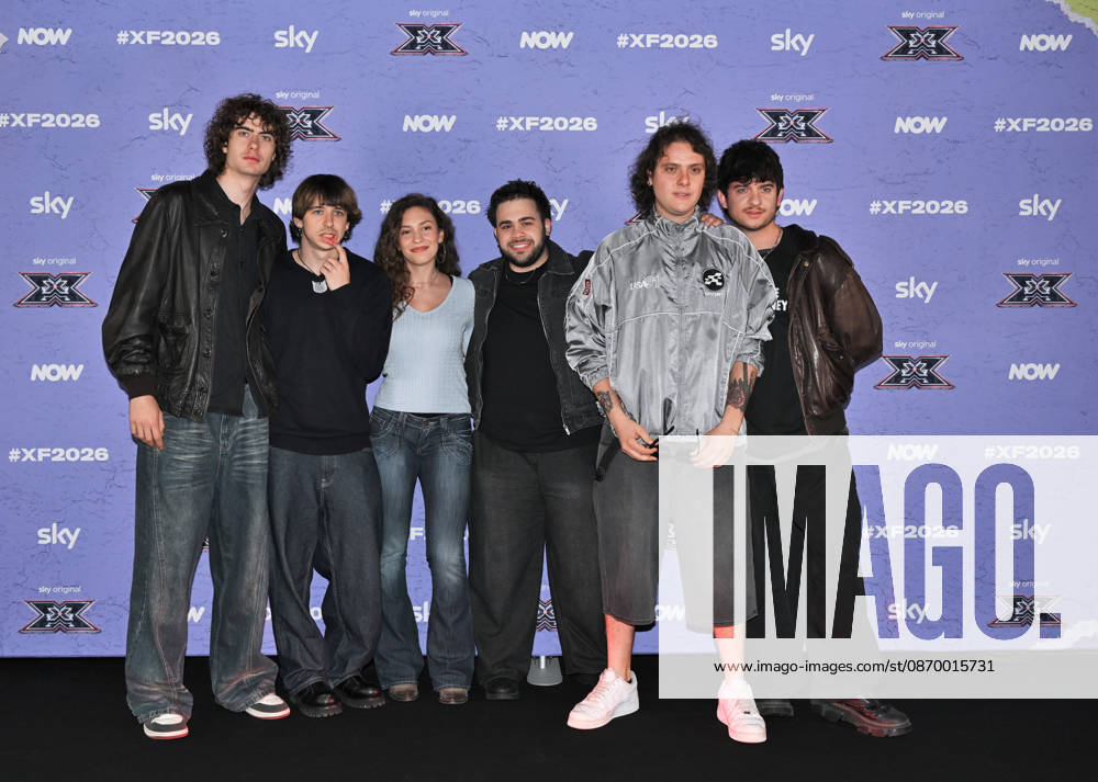 IPA89927987 - Milan, Italy: X Factor 2026 photocall featuring the 12 official contestants FRANCESCO GABBANI S TEAM In the photo: Scraffs, Alice Fregoso, Giacomo Calò