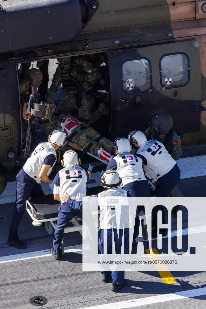 Orikun, The Netherlands, 2026-10-19 10:53:46 ORIKUN, 19-10-2026, The Turkish Navy s amphibious assault and drone ship TCG Anadolu (L400) is participating in NATO Exercise Neptune Strike 26-4. This exercise runs from 16 October to 5 November. During this exercise, NATO organized a demonstration for Distinguished Visitors and the media to showcase the Anadolu s spearhead operations in the form of a simulated amphibious strike on Pasha Beach. Photo: NLBeeld Robert Meerding Credit: NL Beeld Robert Meerding Inc
