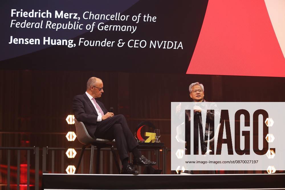 Berlin, Germany, October 19, 2026; Kraftwerk Berlin; Invest in Germany Summit; Federal Chancellor Friedrich Merz (CDU) and Nvidia CEO Jensen Huang