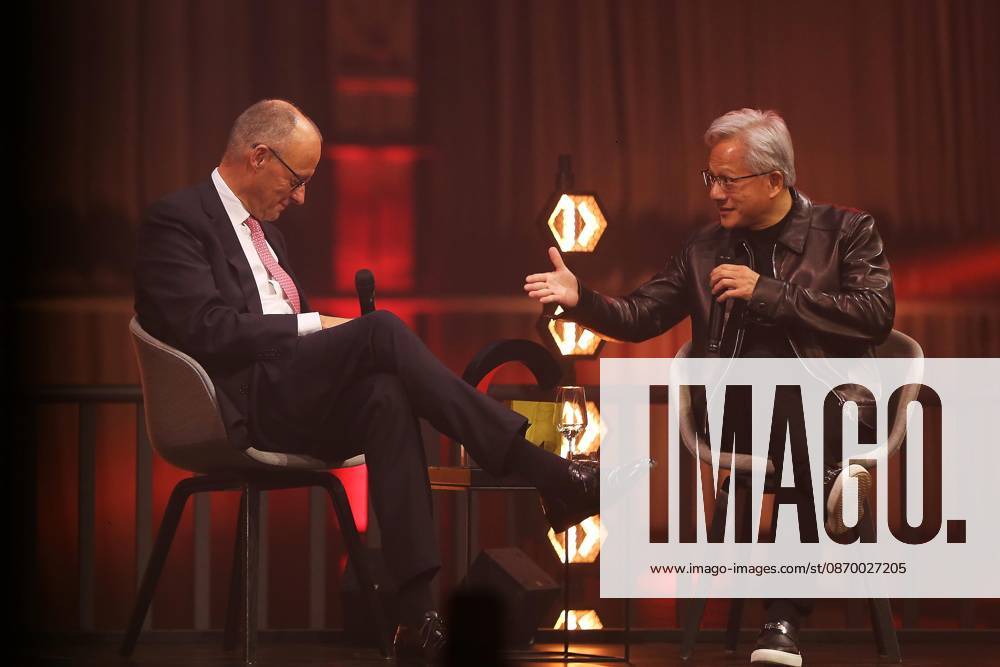 Berlin, Germany, October 19, 2026; Kraftwerk Berlin; Invest in Germany Summit; Federal Chancellor Friedrich Merz (CDU) and Nvidia CEO Jensen Huang