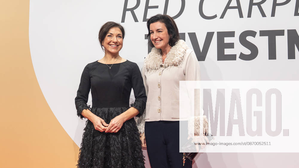 Katherina Reiche, Federal Minister for Economic Affairs and Energy, and Dorothee Bär, Federal Minister for Research, Technology, and Space, from left, on the red carpet at the Invest in Germany Summit 2026 Red Carpet for Investments event at Kraftwerk Berlin, Berlin, Germany; Kraftwerk Berlin event venue
