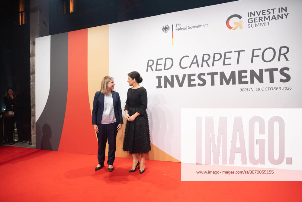 Federal Minister of Construction Verena Hubertz (SPD) with Katherina Reiche, Federal Minister for Economic Affairs and Energy (CDU), from left: Invest in Germany Summit 2026 Red Carpet for Investments Event Location: Kraftwerk Berlin, Berlin, Germany; Kraftwerk Event Location