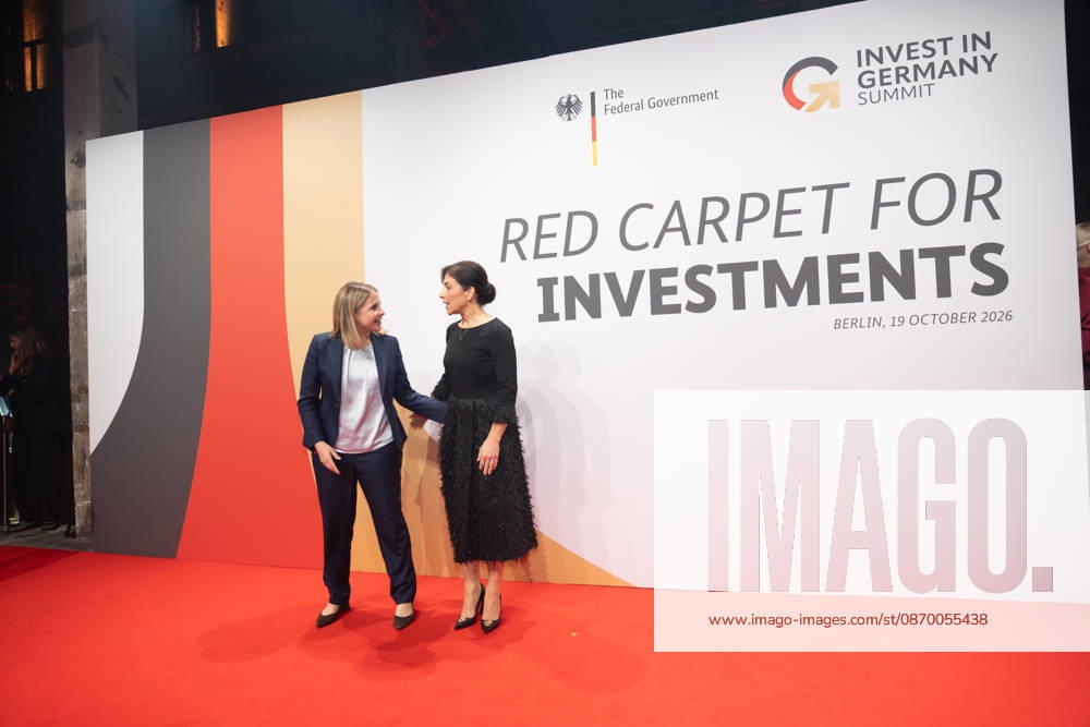 Federal Minister of Construction Verena Hubertz (SPD) with Katherina Reiche, Federal Minister for Economic Affairs and Energy (CDU), from left: Invest in Germany Summit 2026 Red Carpet for Investments Event Location: Kraftwerk Berlin, Berlin, Germany; Kraftwerk Event Location