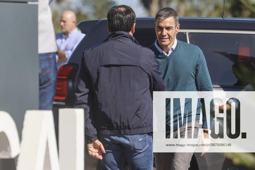 Sánchez Visits Oliva, Valencia, to Assess the Damage Caused by Storm Adam. Prime Minister Pedro Sánchez greets the president of the Valencian Regional Government, Juanfran Pérez Llorca, during a visit to the Forward Command Post for Storm Adam on October 20, 2026, in Oliva, Valencia, Valencian Community, Spain. The storm caused by Storm Adam has resulted in three deaths in the Valencian Community: a man, approximately 64 years old, at a campground in Oliva, Valencia; a 79-year-old woman with limited mobility found dead in her home, also in Oliva, and another woman who lost her life this past Sunday after going into the sea in the Valencian town of Sagunt, October 20, 2026, Oliva, Valencia, Valencian Community, Spain