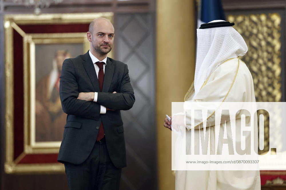 President Macron Visits Bahrain French Minister for Europe and Foreign Affairs Jean-Noel Barrot is seen at Al-Sakhir Palace near Zallaq during French President Emmanuel Macron s visit to Bahrain, October 20, 2026. Photo by Benoit Tessier Pool ABACAPRESS.COM Zallaq Bahrain