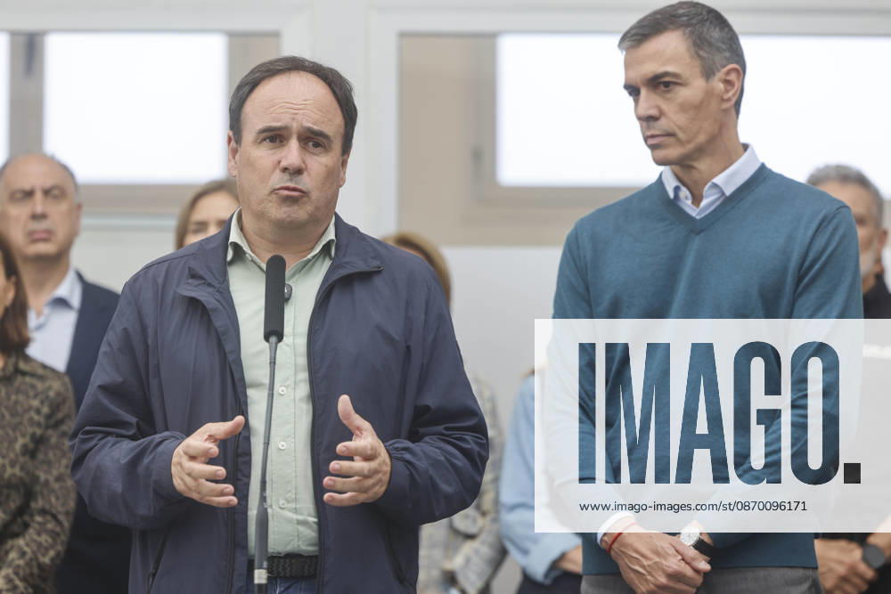 Sánchez Visits Oliva, Valencia, to Assess the Damage Caused by Storm Adam The president of the Valencian Regional Government, Juanfran Pérez Llorca, speaks to the media alongside Prime Minister Pedro Sánchez, during a visit to the Forward Command Post set up in response to Storm Adam, on October 20, 2026, in Oliva, Valencia, Valencian Community, Spain. The storm caused by Storm Adam has resulted in three deaths in the Valencian Community: a man, approximately 64 years old, at a campground in Oliva, Valencia; a 79-year-old woman with limited mobility found dead in her home, also in Oliva, and another woman who lost her life this past Sunday after going into the sea in the Valencian town of Sagunt, October 20, 2026, Oliva, Valencia, Valencia