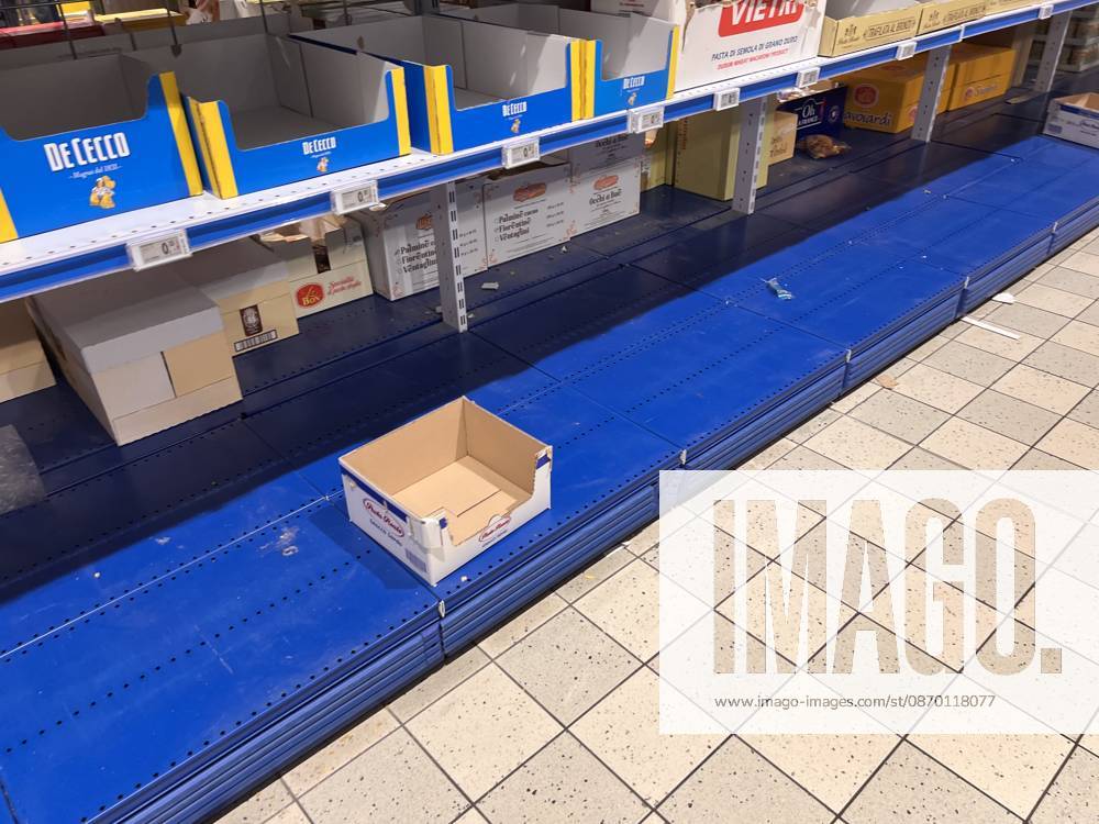 Empty Supermarket Shelves In Naples Empty fruit and vegetable bins, refrigerators without milk and cheese, and sold-out meat counters are visible in supermarkets in Naples, Italy, on October 20, 2026. Napoli Italy
