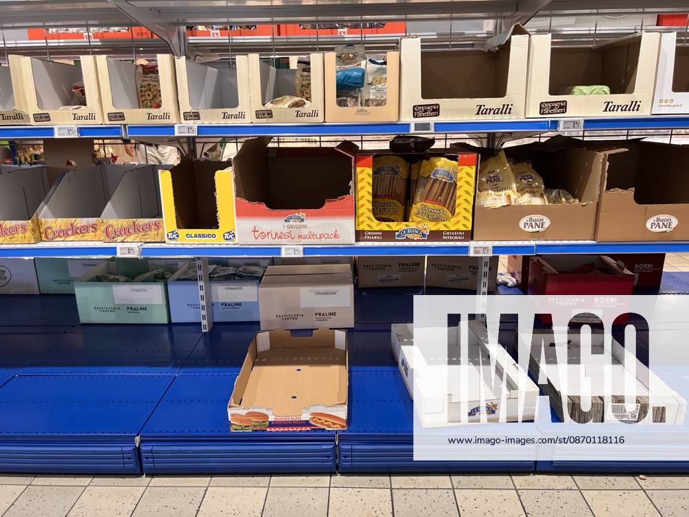 Empty Supermarket Shelves In Naples Empty fruit and vegetable bins, refrigerators without milk or cheese, and sold-out meat counters are visible in supermarkets in Naples, Italy, on October 20, 2026. Napoli Italy