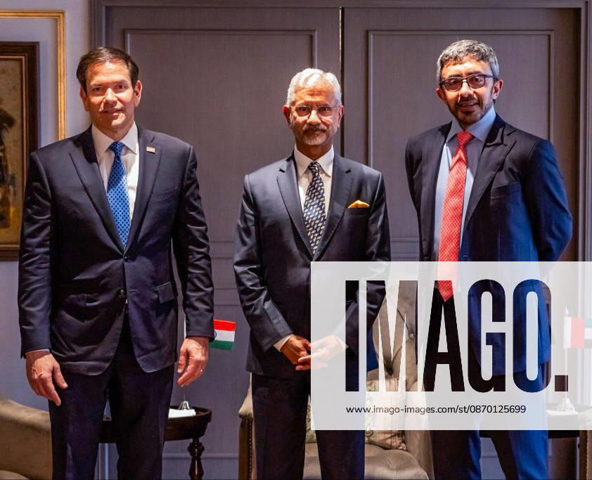 EAM S. Jaishankar poses for a picture with Marco Rubio and Sheikh Abdullah bin Zayed Al Nahyan Mumbai, Oct 20 (ANI): External Affairs Minister S. Jaishankar poses for a picture with US Secretary of State Marco Rubio (L) and Deputy Prime Minister and Foreign Minister of the United Arab Emirates, Sheikh Abdullah bin Zayed Al Nahyan, in Mumbai on Tuesday. (@DrSJaishankar X ANI Photo) Mumbai Maharashtra India