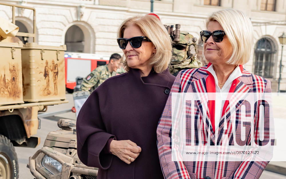 Press Conference on the Austrian Armed Forces’ Information and Demonstration Event on National Day 2026. The photo shows journalist, television host, ORF Radio Director and Interim Director General Ingrid Thurnher, and ÖVP Federal Minister of Defense Klaudia Tanner, Vienna, Heldenplatz, Vienna, Austria