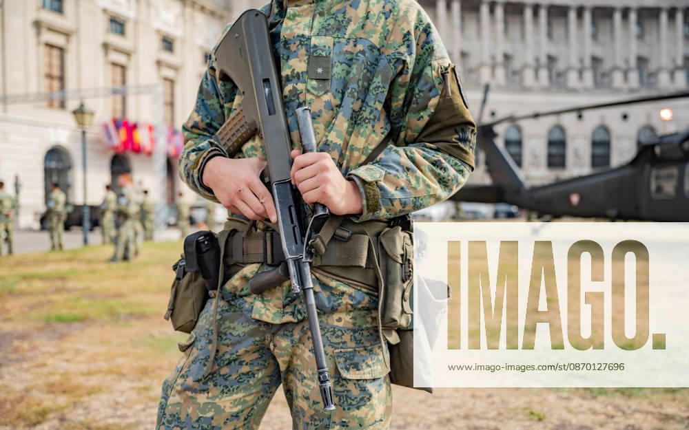 Press Conference on the Austrian Armed Forces Information and Demonstration Event on National Day 2026. Image shows a symbolic depiction of the Military Police in Vienna, Heldenplatz, Vienna, Austria