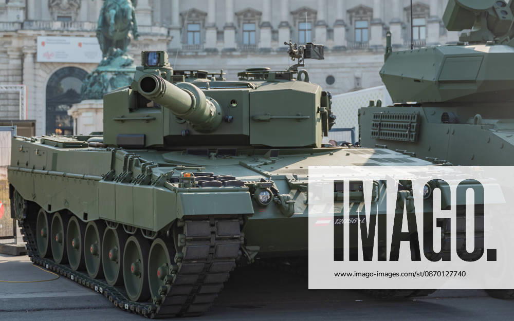 Press release regarding the Austrian Armed Forces’ Information and Demonstration Event on National Day 2026. Image shows a symbolic depiction of a Leopard 2A4 main battle tank. Vienna, Heldenplatz, Vienna, Austria