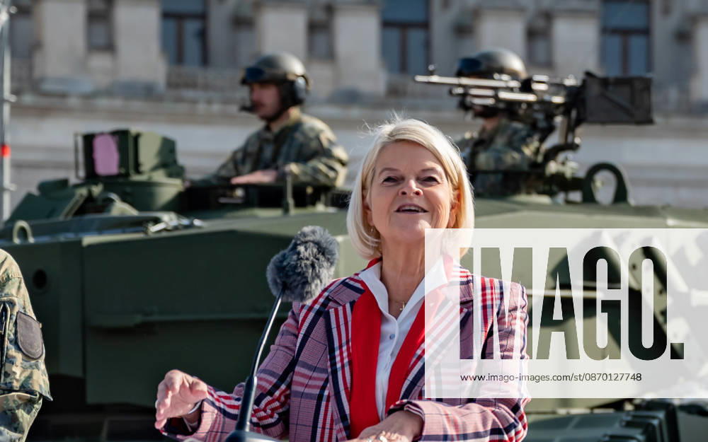 Press conference on the Austrian Armed Forces information and demonstration event on National Day 2026. The photo shows ÖVP Federal Minister of Defense Klaudia Tanner in Vienna at Heldenplatz, Vienna, Austria