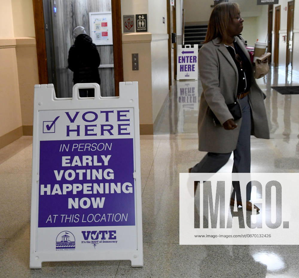 Voters come to Racine City Hall Tuesday morning October 20, 2026 on the first day of early voting in Wisconsin for the midterm elections. There are two closely watched Congressional races, including the First District which includes Racine, and a contentious gubernatorial race on the ballot. Racine USA - ZUMAh154 20261020_znp_h154_012