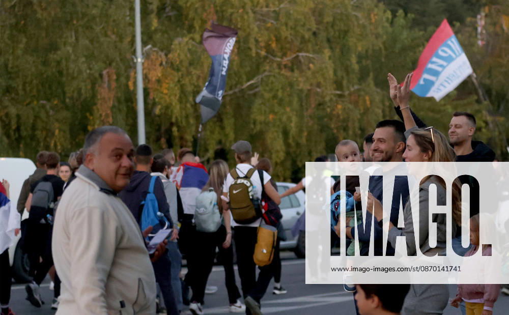 Indjija(Serbia) Politics Life Pre election campaign, student list nr.3 students winning. During their walk from Novi Sad to Belgrade.