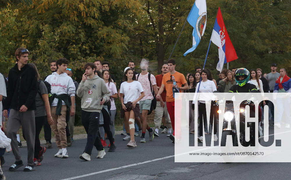 Indjija(Serbia) Politics Life Pre election campaign, student list nr.3 students winning. During their walk from Novi Sad to Belgrade.