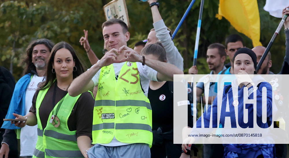 Indjija(Serbia) Politics Life Pre election campaign, student list nr.3 students winning. During their walk from Novi Sad to Belgrade.