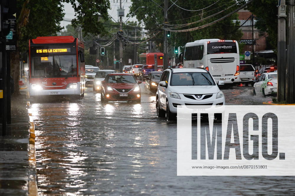 Santiago, October 20, 2026: Flooding at the intersection of Gran Avenida and Los Aviadores streets during the storm front affecting the metropolitan region. Diego Martin Aton Chile, Santiago, Chile. Aton 1201224 jpeg