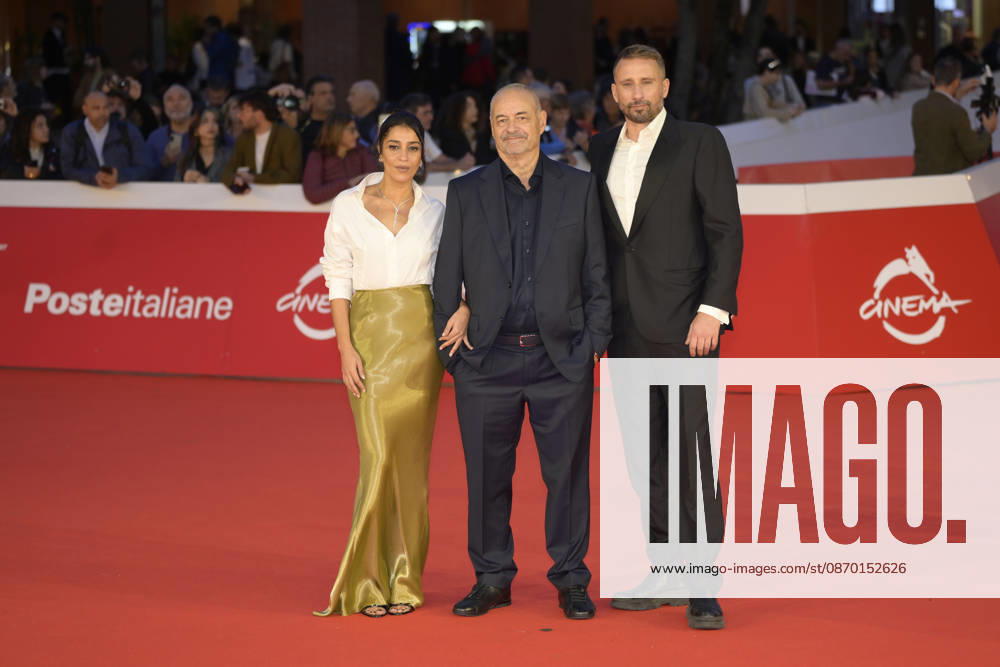 Leïla Bekhti (l), Jean-Pierre Jeunet (c) and Matthias Schoenaerts (r) attend the red carpet of film Changer l eau des fleurs at the 2026 Rome Film Fest, held at the Auditorium Parco della Musica. Rome Italy - ZUMAs197 20261020_aaa_s197_429