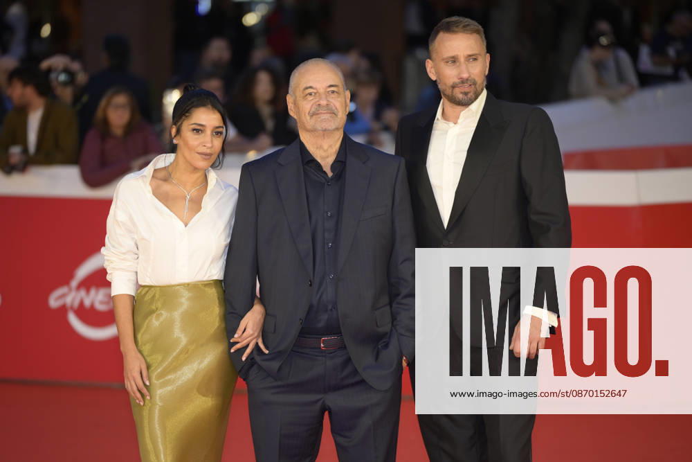 Leïla Bekhti (l), Jean-Pierre Jeunet (c) and Matthias Schoenaerts (r) attend the red carpet of film Changer l eau des fleurs at the 2026 Rome Film Fest, held at the Auditorium Parco della Musica. Rome Italy - ZUMAs197 20261020_aaa_s197_438