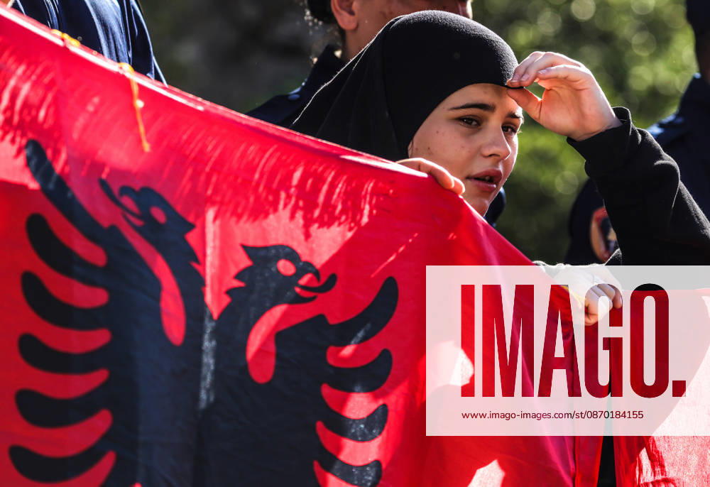 An Albanian student hold an Albanian flag during protest in front of Government building in Tirana, Albania, on 20 October, 2026. Students are calling for better education conditions and the resignation of Prime Minister Edi Rama. Tirana Albania - ZUMAb266 20261020_zip_b266_001
