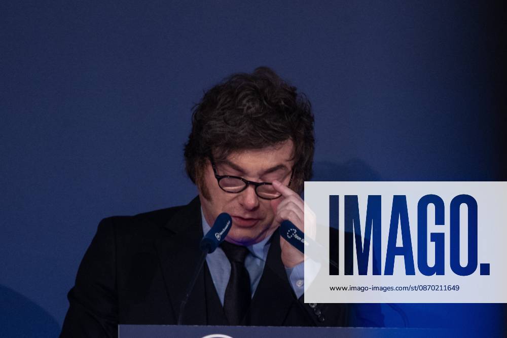 Javier Milei, President of the Argentine Republic attends an informative breakfast organized by Nueva EconomoÂ­a FoÂ³rum in Madrid. Madrid Spain - ZUMAs197 20261021_aaa_s197_006
