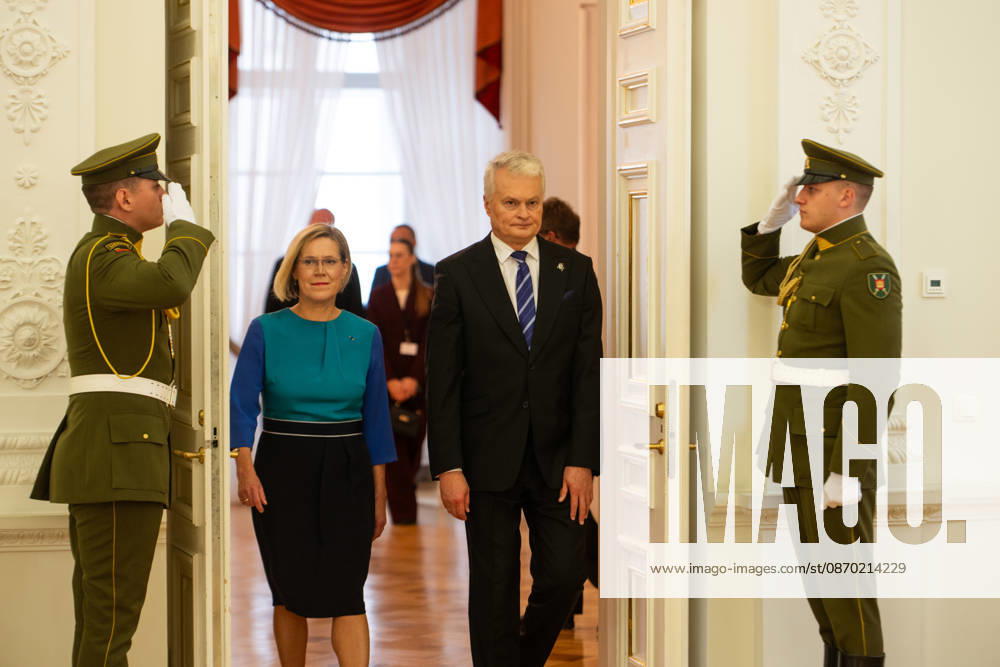Lithuanian President Nauseda meets newly elected Estonian President Madise in Vilnius VILNIUS, LITHUANIA - OCTOBER 21: Lithuanian President Gitanas Nauseda (R) and newly elected Estonian President Ulle Madise (L) arrive for a meeting in Vilnius, Lithuania, on October 21, 2026. The meeting focuses on bilateral relations, regional security and defense, support for Ukraine, strategic infrastructure, and Lithuania s priorities for its presidency of the Council of the European Union in the first half of 2027. Yauhen Yerchak Anadolu Vilnius Lithuania. Editorial use only. Please get in touch for any other usage.