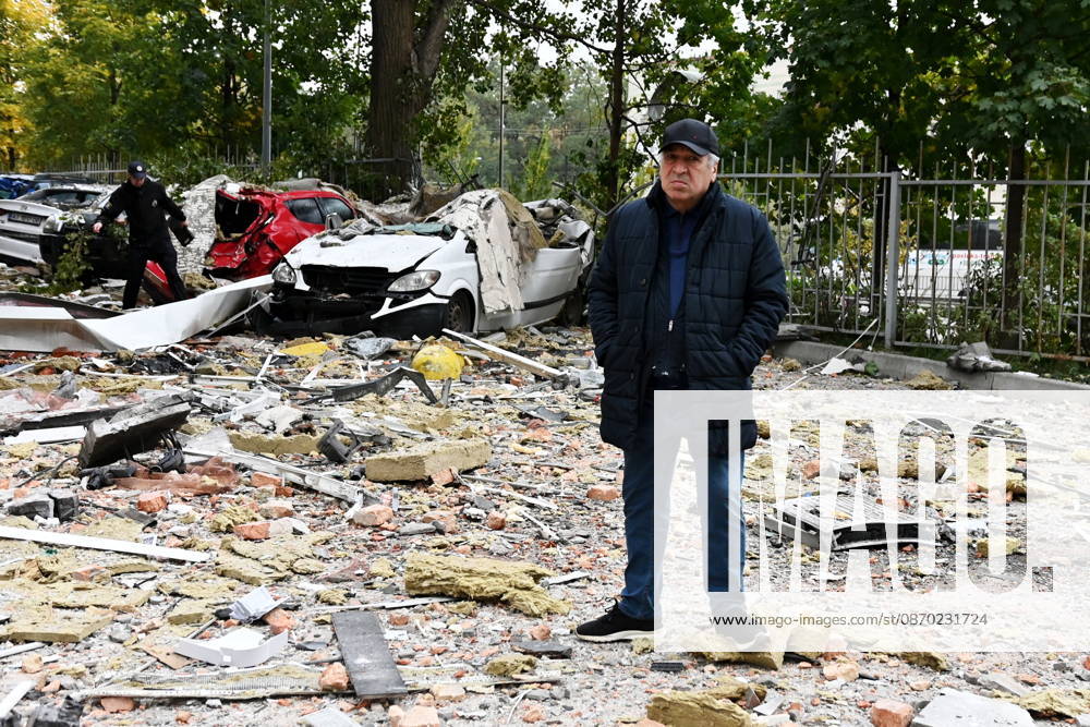 Aftermath Of A Russian Drone Strike In Kyiv A man stands on debris at the site of an apartment building damaged during a Russian drone strike in Kyiv, Ukraine, on October 21, 2026. Kyiv Ukraine
