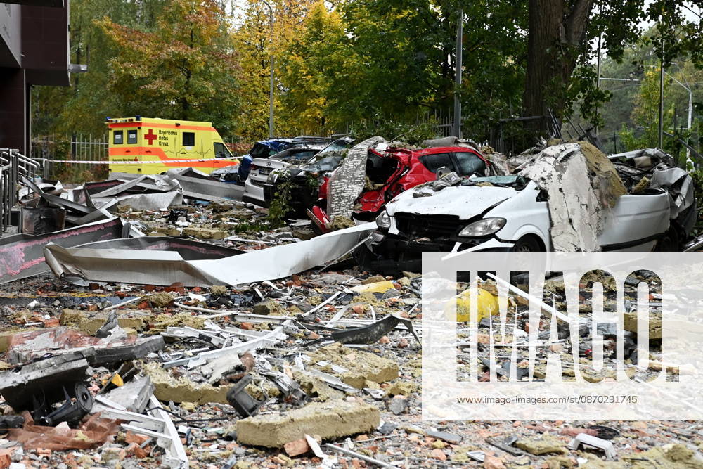 Aftermath Of A Russian Drone Strike In Kyiv Destroyed cars lie among debris in the courtyard of a residential building in Kyiv, Ukraine, on October 21, 2026, following a drone attack amid the Russian invasion of Ukraine. Kyiv Ukraine