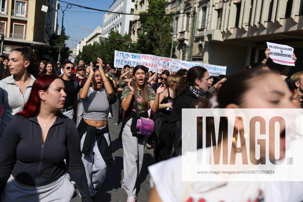 Students, teachers stage demonstration in Athens, Greece ATHENS, GREECE - OCTOBER 21: Students and teachers take part in a demonstration against the rising cost of living and demanding better working conditions and increased funding for public education in Athens, Greece, on October 21, 2026. Costas Baltas Anadolu Athens Greece. Editorial use only. Please get in touch for any other usage.