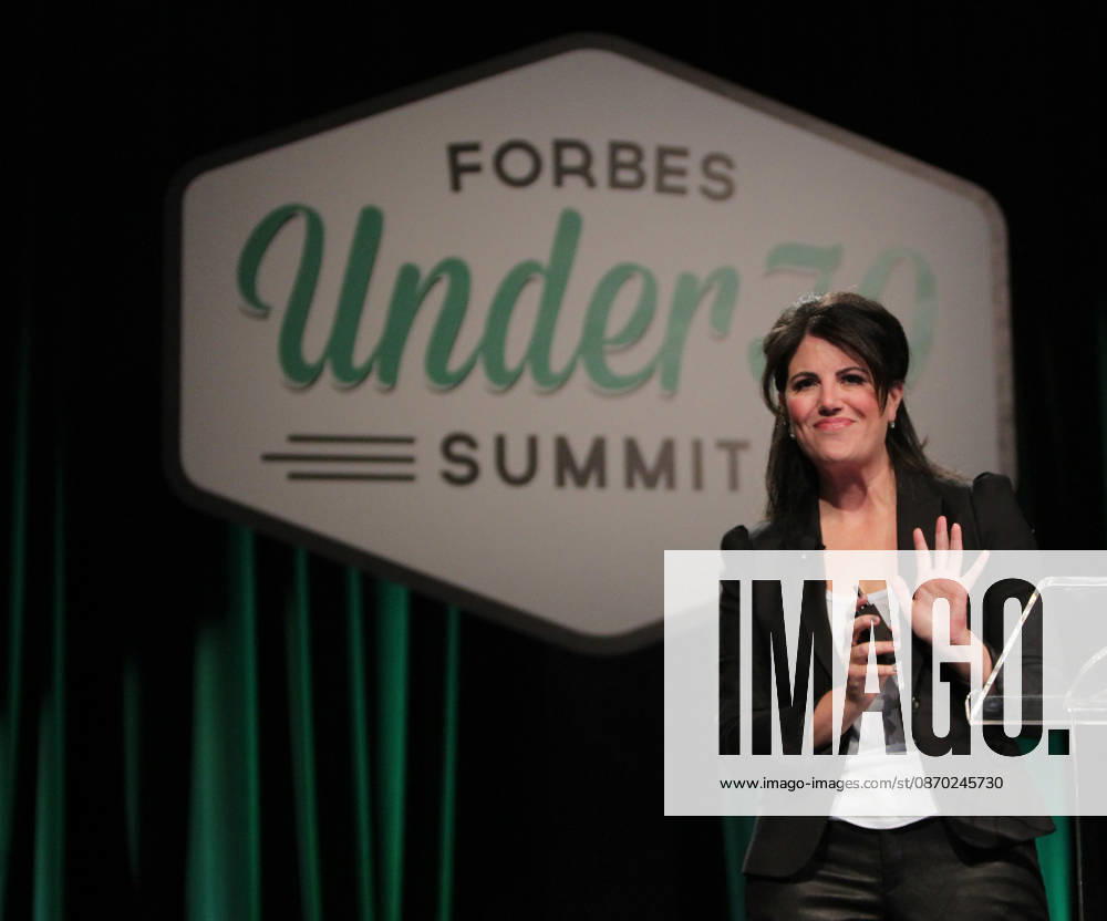 Monica Lewinsky speaks at Forbes Summit Oct. 20, 2014 - Philadelphia, PA, USA - Monica Lewinsky waves goodbye to the crowd after her speech at the Forbes Under 30 Summit at the Pennsylvania Convention Center in Philadelphia on Monday