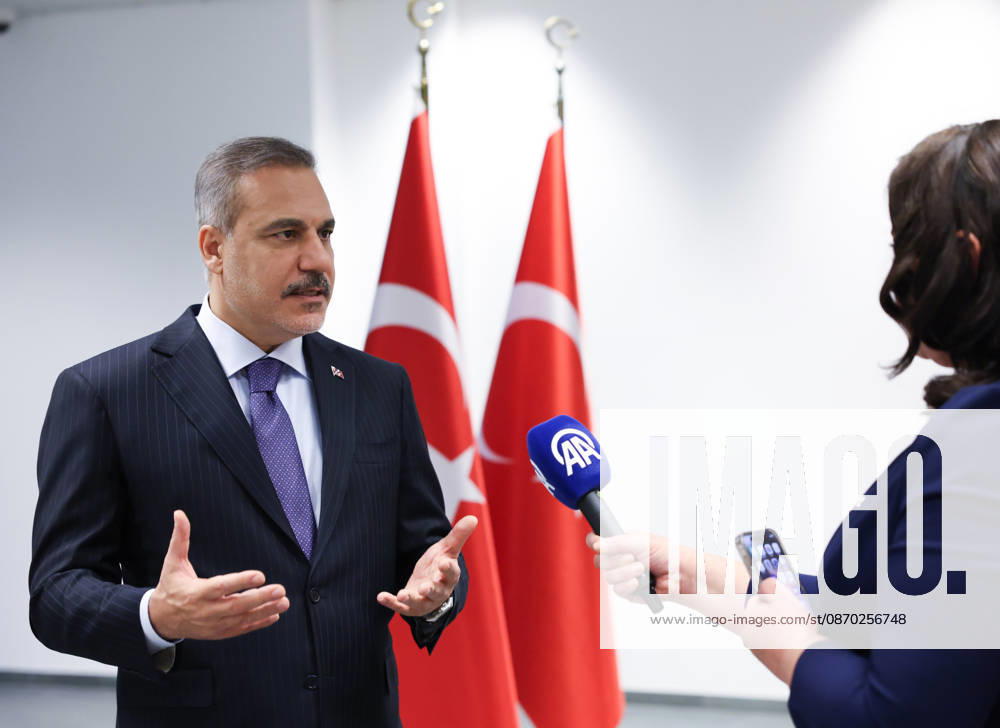 Turkish Foreign Minister Hakan Fidan BRUSSELS, BELGIUM - OCTOBER 21 : (---- MANDATORY CREDIT - TURKISH FOREIGN MINISTRY HANDOUT - NO MARKETING NO ADVERTISING CAMPAIGNS - DISTRIBUTED AS A SERVICE TO CLIENTS----) Turkish Foreign Minister Hakan Fidan speaks during an exclusive interview in Brussels, Belgium on October 21, 2026. Turkish Foreign Ministry Anadolu Brussels Belgium. Editorial use only. Please get in touch for any other usage.