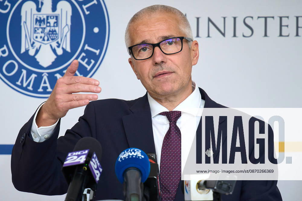 Radu Marinescu, Romanian Minister of Justice, Press Conference Bucharest, Romania. 21st Oct, 2026: Radu Marinescu, Minister of Justice, holds a press conference at the ministry s headquarters. Bucharest Romania