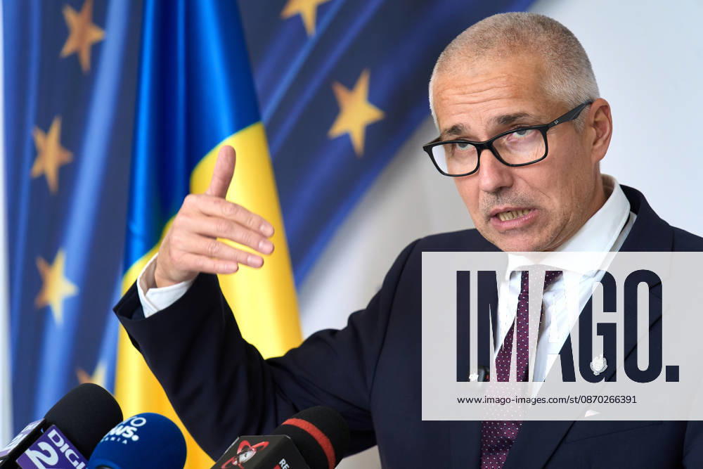 Radu Marinescu, Romanian Minister of Justice, Press Conference Bucharest, Romania. 21st Oct, 2026: Radu Marinescu, Minister of Justice, holds a press conference at the ministry s headquarters. Bucharest Romania