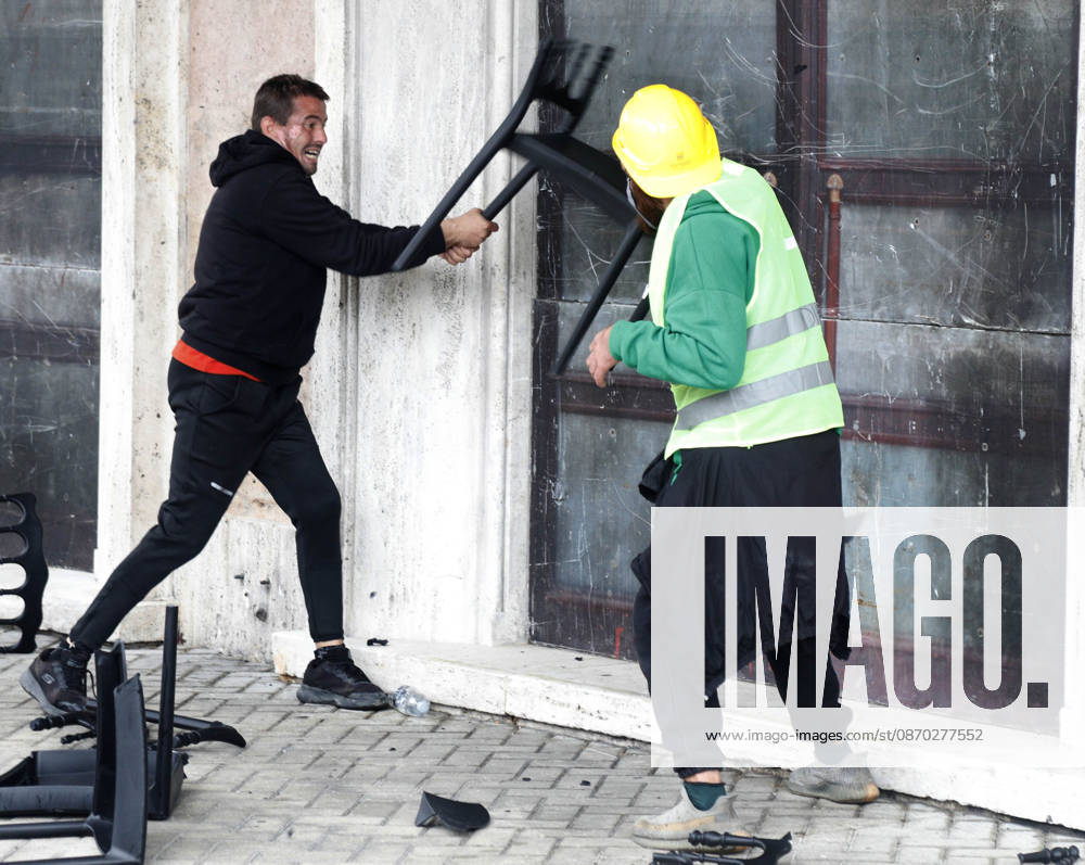 Protesters Clash with Police During a Demonstration in Tirana, Albania. Protesters destroy chairs set up by the PM s office for a proposed dialogue with students outside government headquarters in Tirana, Albania, on October 21, after several days of anti-government protests turned violent 2026. Albanian Prime Minister Edi Rama blamed a hybrid war for fuelling unrest in his country, after more than a week of violent anti-government demonstrations demanding better university conditions, anger over corruption and renewed calls for the Prime Minister s resignation. Light Studio Agency Malton Dibra Tirana Albania