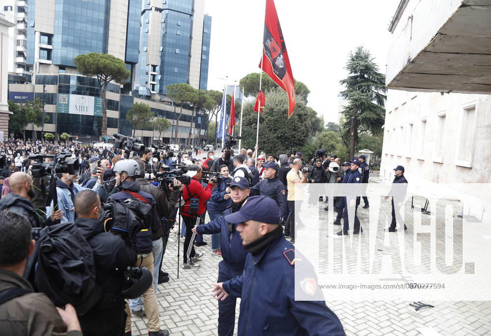 Protesters Clash with Police During a Demonstration in Tirana, Albania. Protesters destroy chairs set up by the PM s office for a proposed dialogue with students outside government headquarters in Tirana, Albania, on October 21, after several days of anti-government protests turned violent 2026. Albanian Prime Minister Edi Rama blamed a hybrid war for fuelling unrest in his country, after more than a week of violent anti-government demonstrations demanding better university conditions, anger over corruption and renewed calls for the Prime Minister s resignation. Light Studio Agency Malton Dibra Tirana Albania